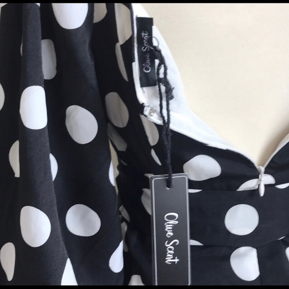 off the shoulder long sleeve polka dot dress - Picture 8 of 8